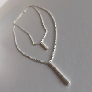 Silver two layer minimalist necklace